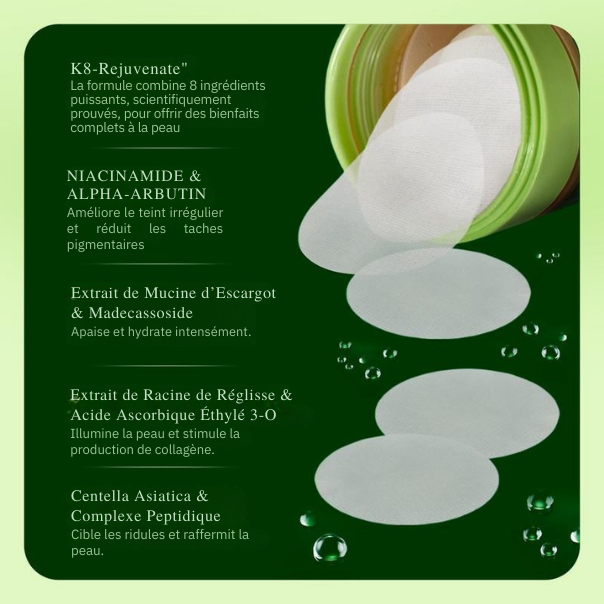 K-Beauty Cotons Toniques Anti-Âge – Hydratation & Éclat Instantané