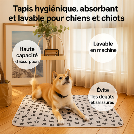 Tapis hygiénique, absorbant et lavable pour chiens